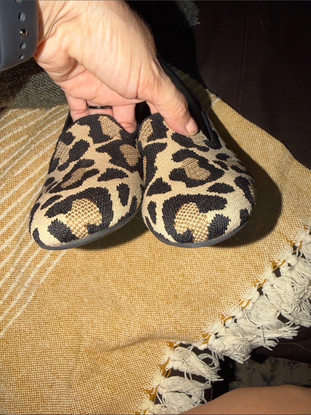 Rothy's Leopard-Print Knit Loafers in Beige and Black - Picture 4 of 9